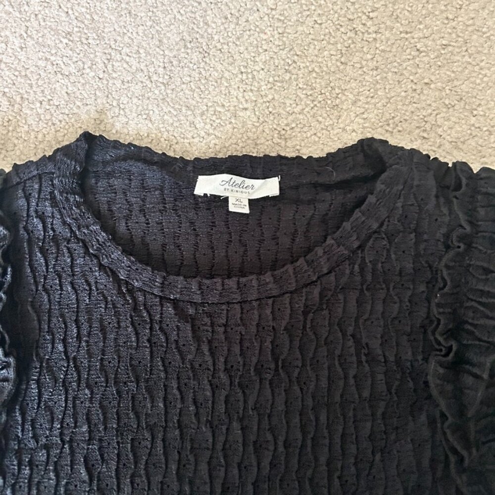 womans black textured top - Picture 2 of 5